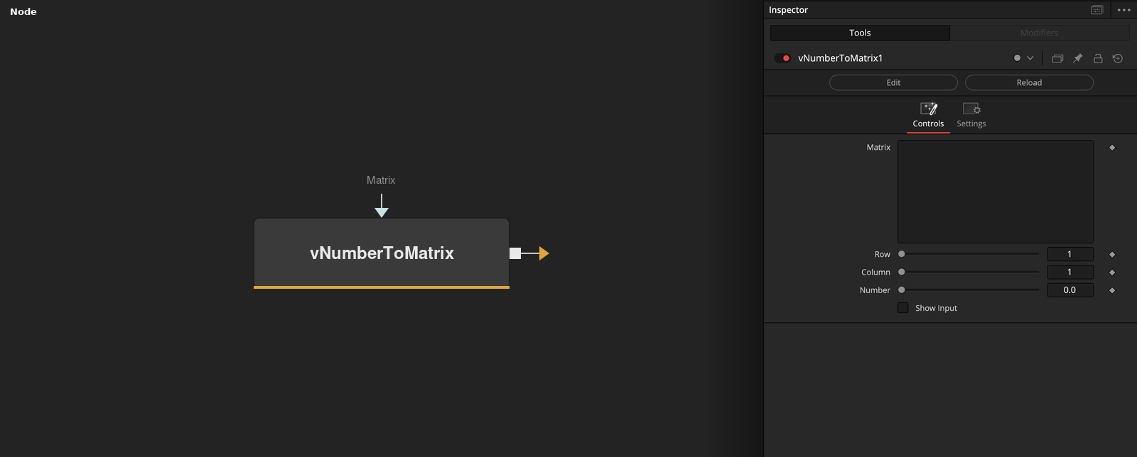 vNumberToMatrix node