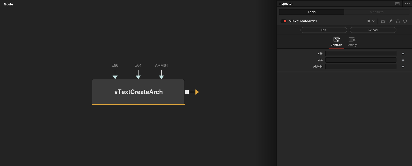 vTextCreateArch node