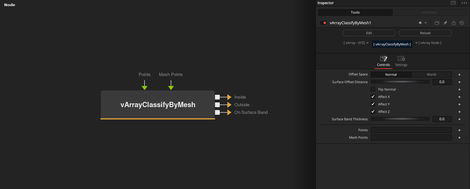 vArrayClassifyByMesh node