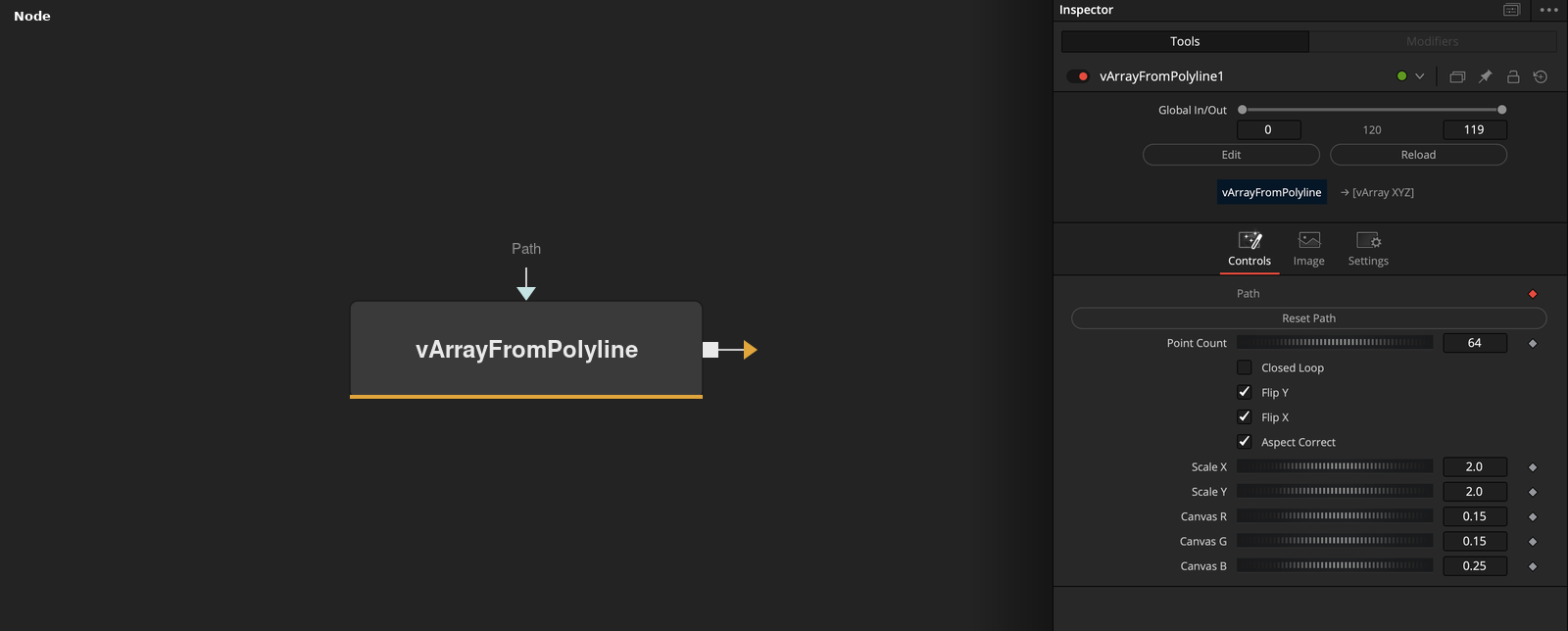 vArrayFromPolyline node
