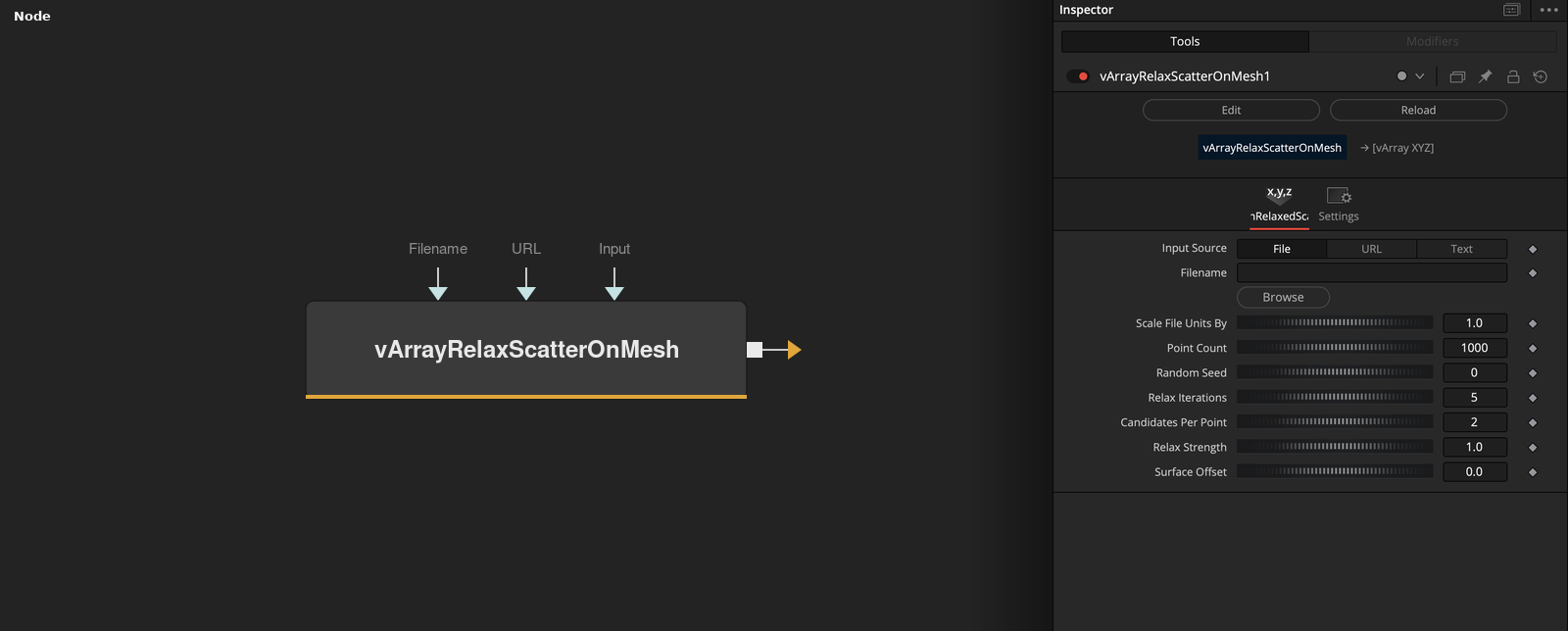 vArrayRelaxScatterOnMesh node