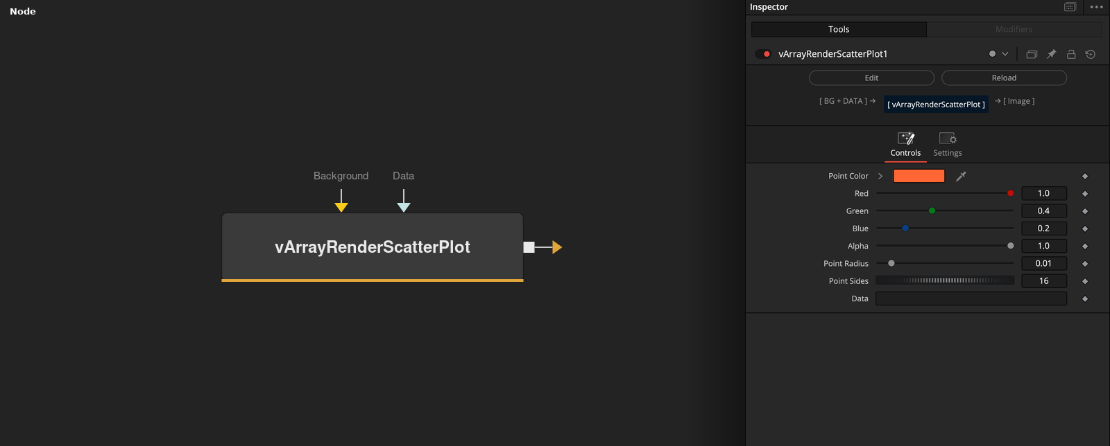 vArrayRenderScatterPlot node