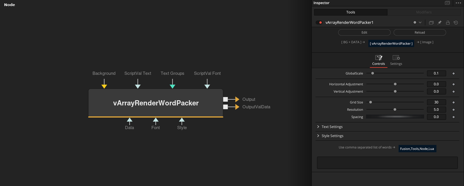 vArrayRenderWordPacker node