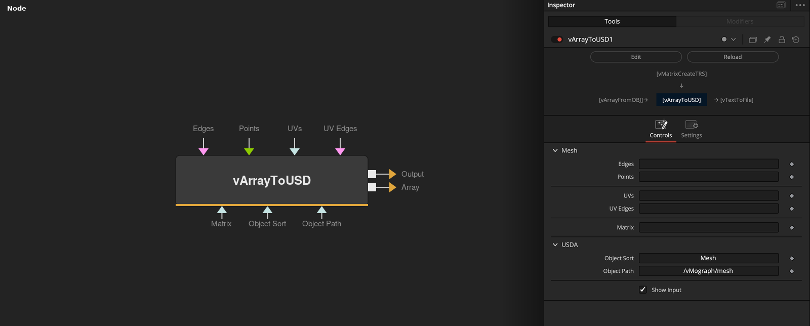 vArrayToUSD node