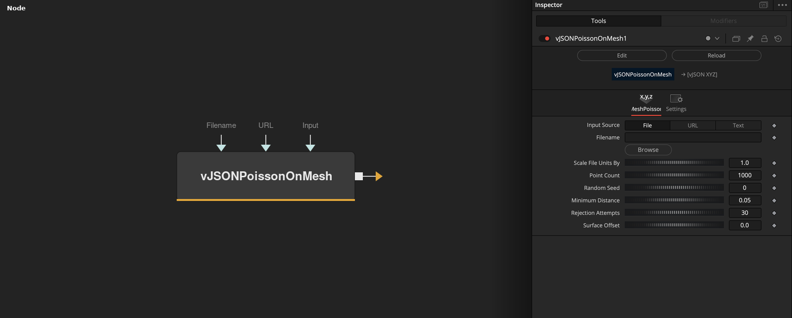 vJSONPoissonOnMesh node