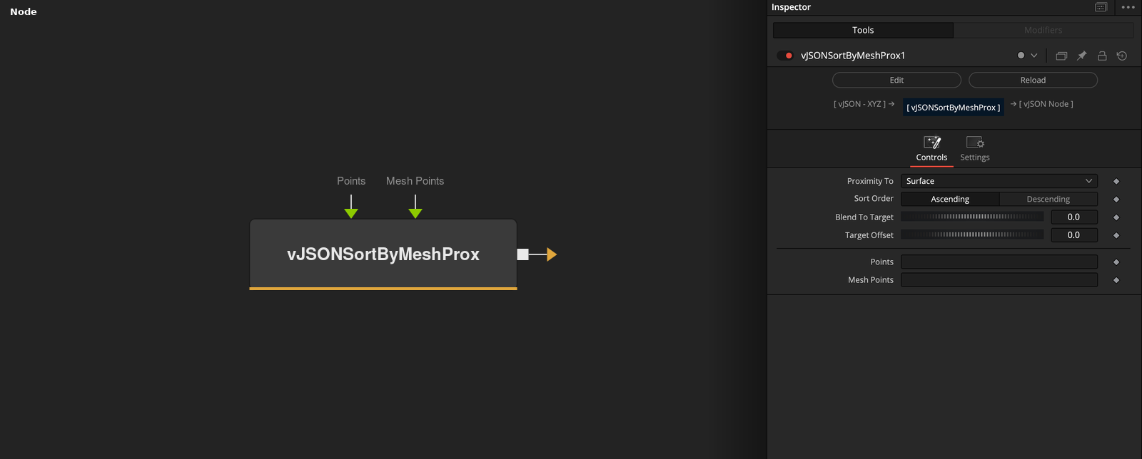 vJSONSortByMeshProx node