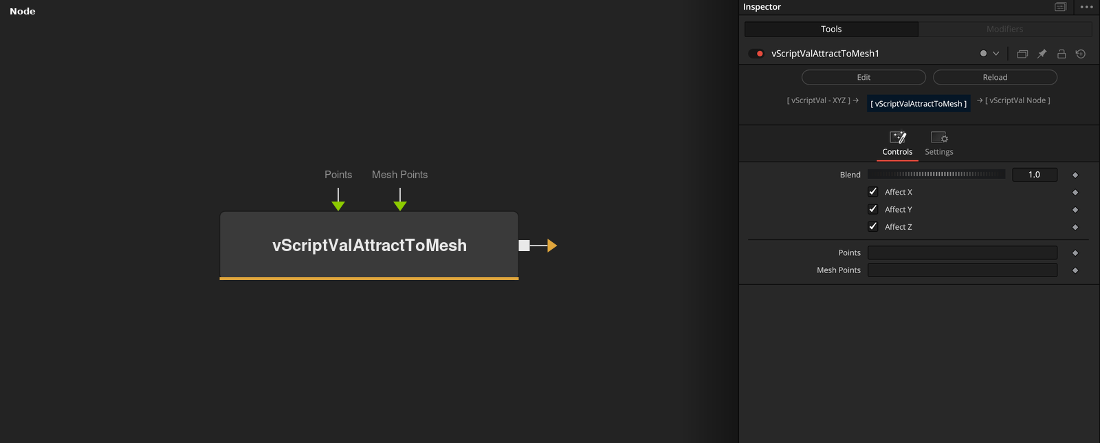 vScriptValAttractToMesh node