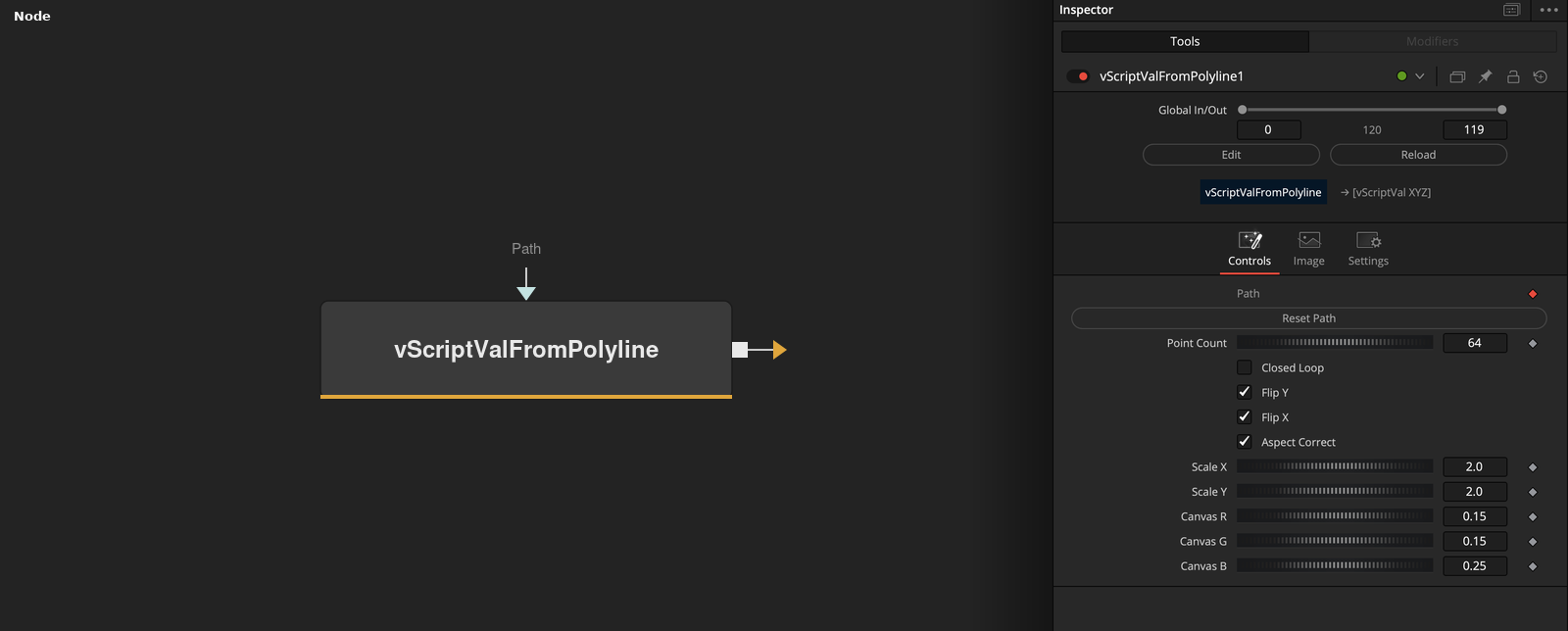 vScriptValFromPolyline node