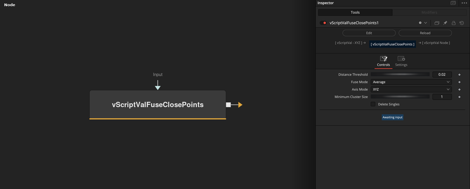 vScriptValFuseClosePoints node