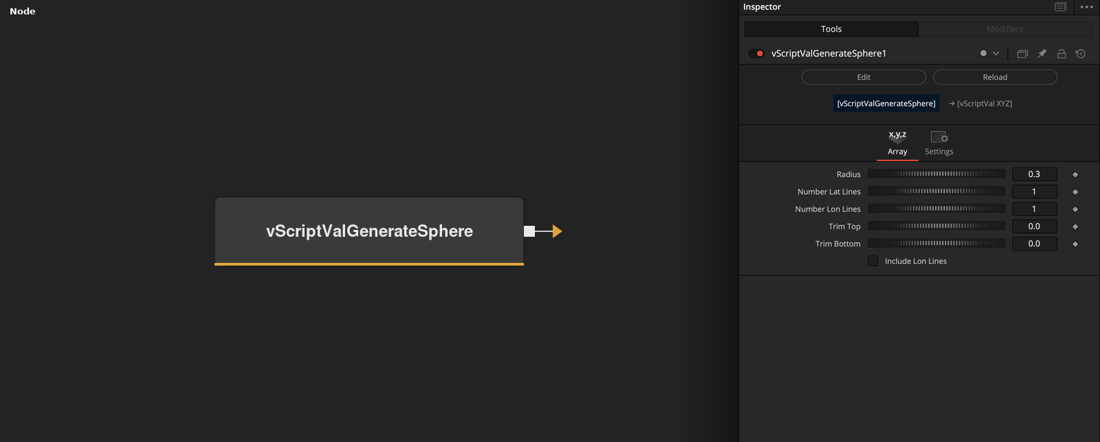 vScriptValGenerateSphere node