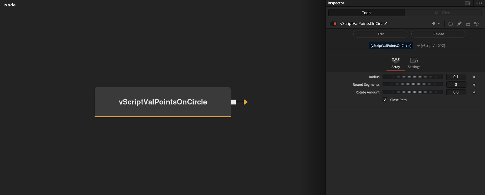 vScriptValPointsOnCircle node