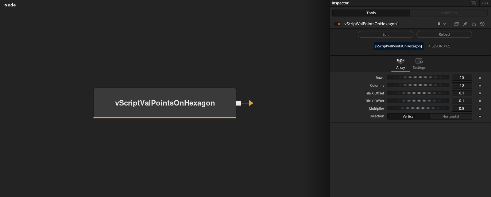 vScriptValPointsOnHexagon node