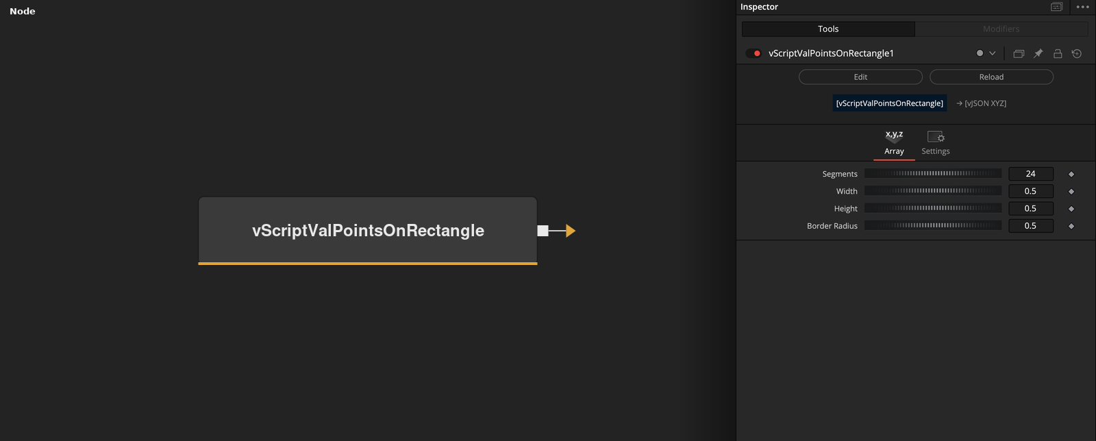 vScriptValPointsOnRectangle node