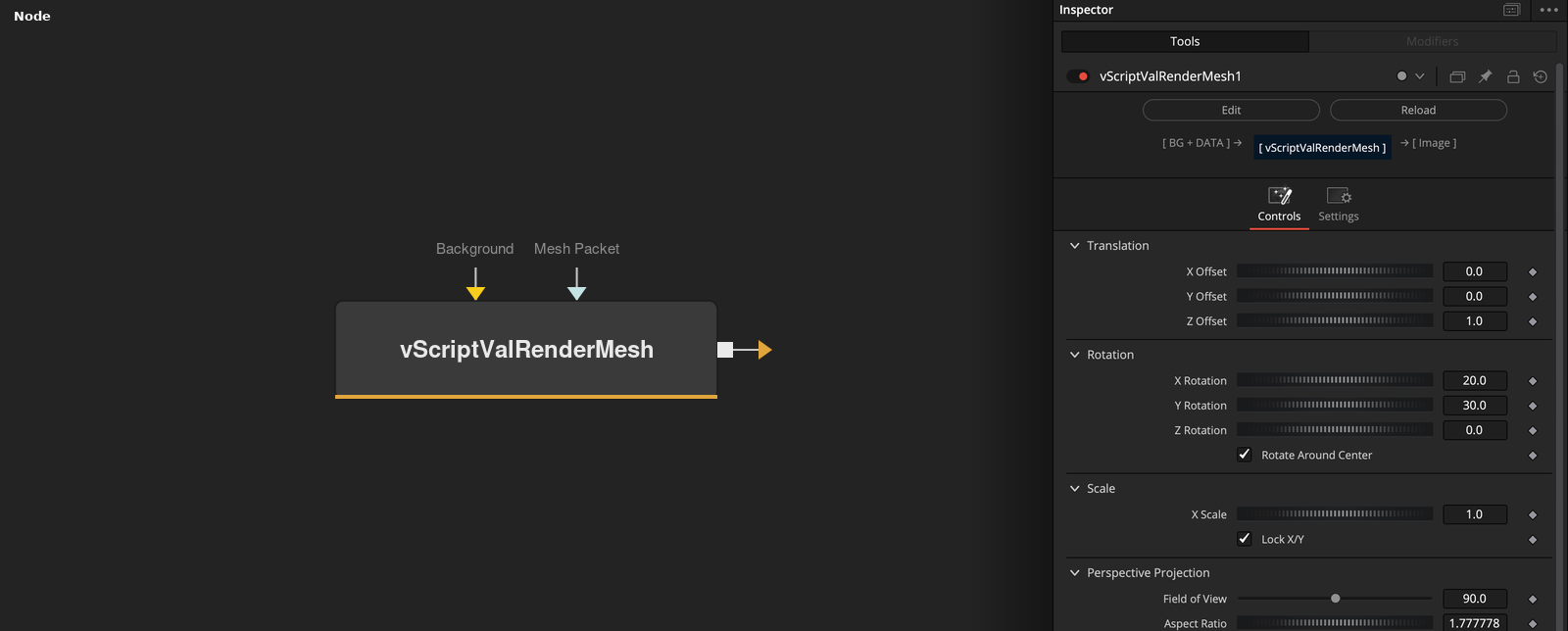 vScriptValRenderMesh node