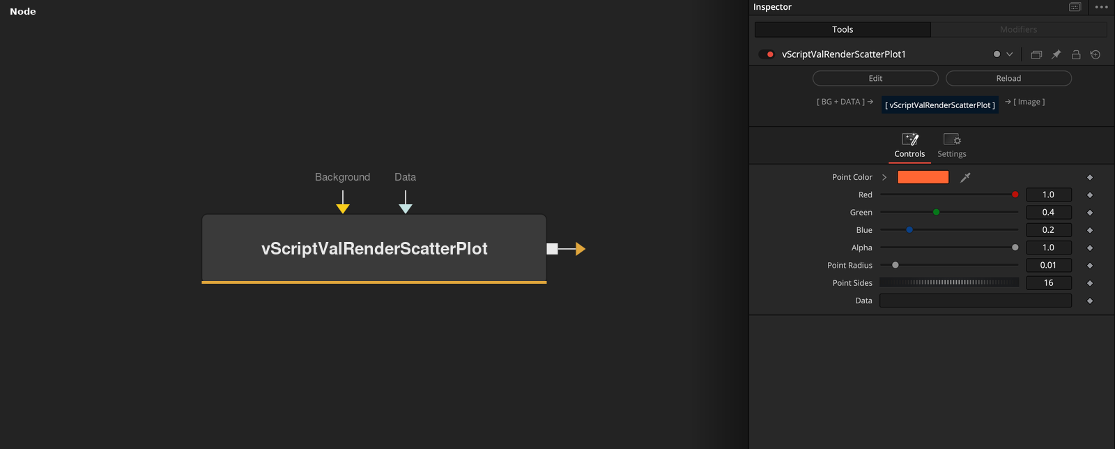 vScriptValRenderScatterPlot node