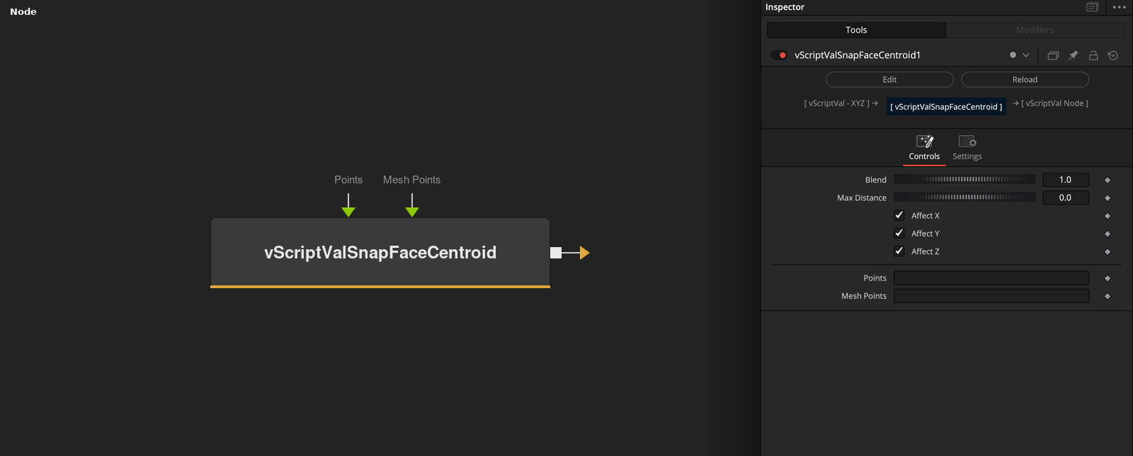 vScriptValSnapFaceCentroid node