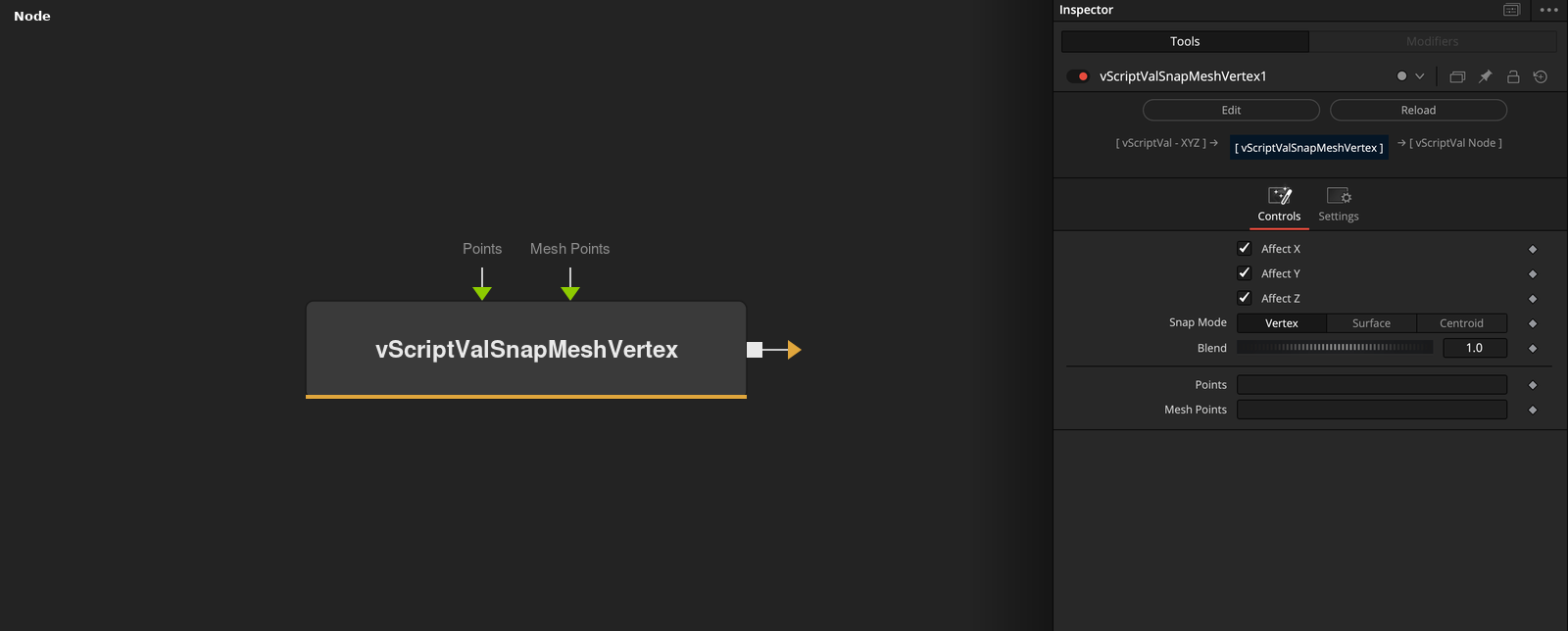 vScriptValSnapMeshVertex node