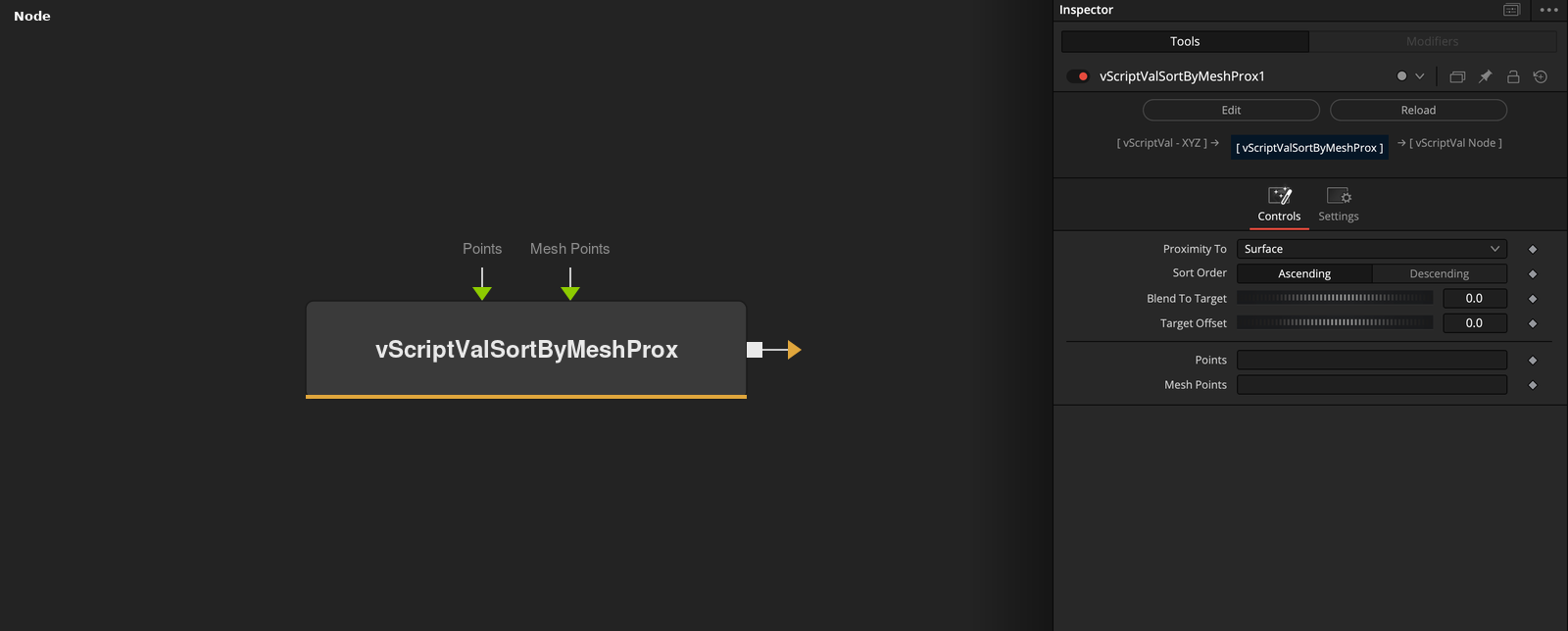 vScriptValSortByMeshProx node